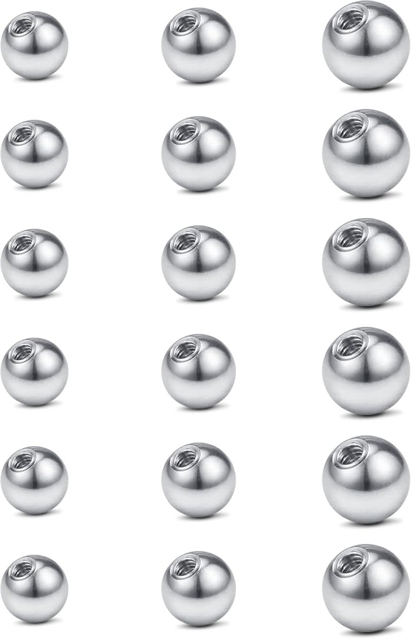 JFORYOU 14G Replacement Balls for Piercing Jewelry 18Pcs Externally Threaded Surgical Steel Balls Industrial Barbell Tongue Nipple Navel Belly Button Piercing Rings Parts 5MM-8MM - Image 1